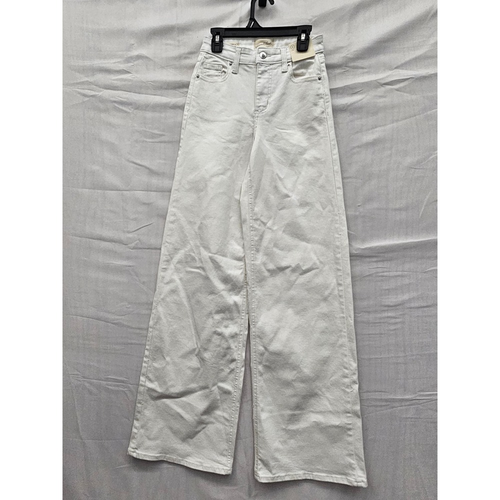 Universal Thread Womens Wide Leg Jeans White‎ Cotton Blend Casual Size 0L
